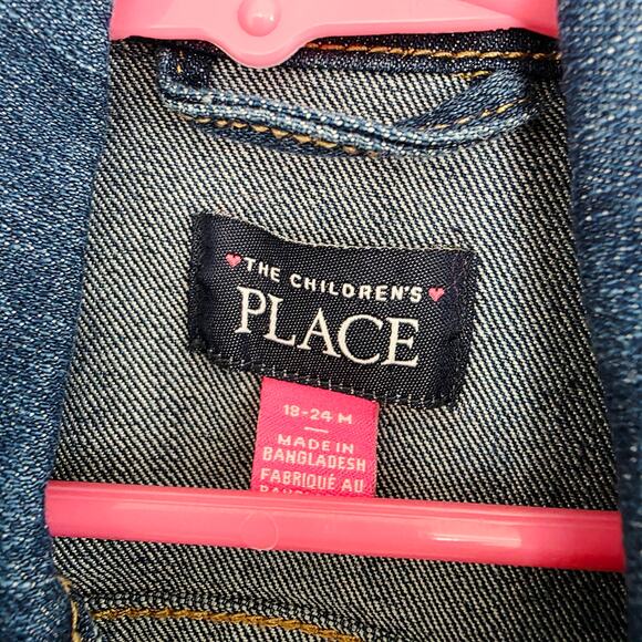 The Children's Place 18-24 mo Girl's Dark Wash Button Down Denim Jacket - Picture 4 of 5